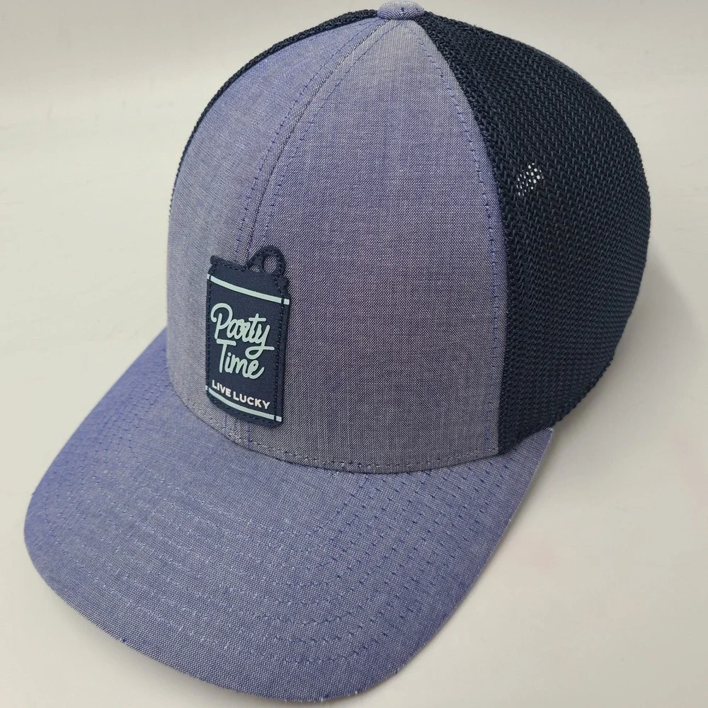 Black Clover Hat Snapback Trucker Mesh Blue Party Time Live Lucky Distressed Men